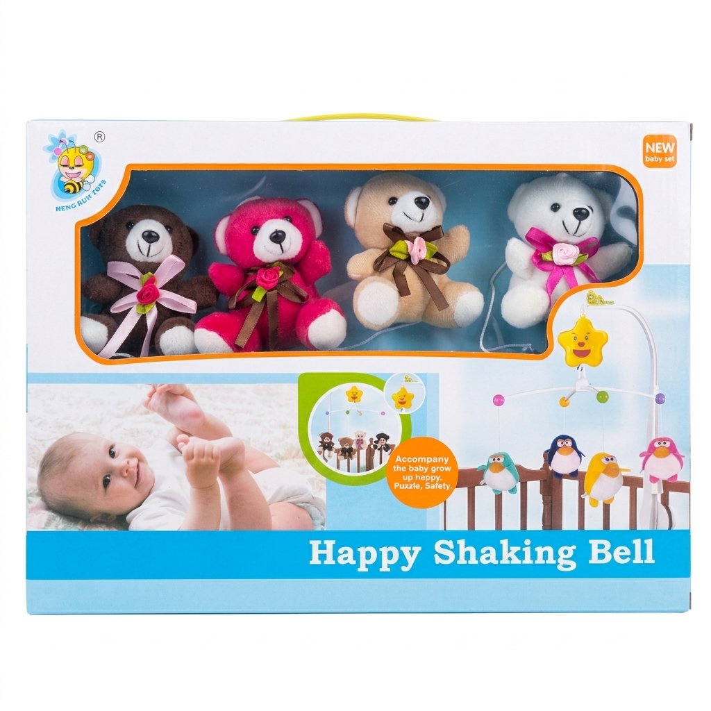Móvil musical didáctico para cuna "peluches"