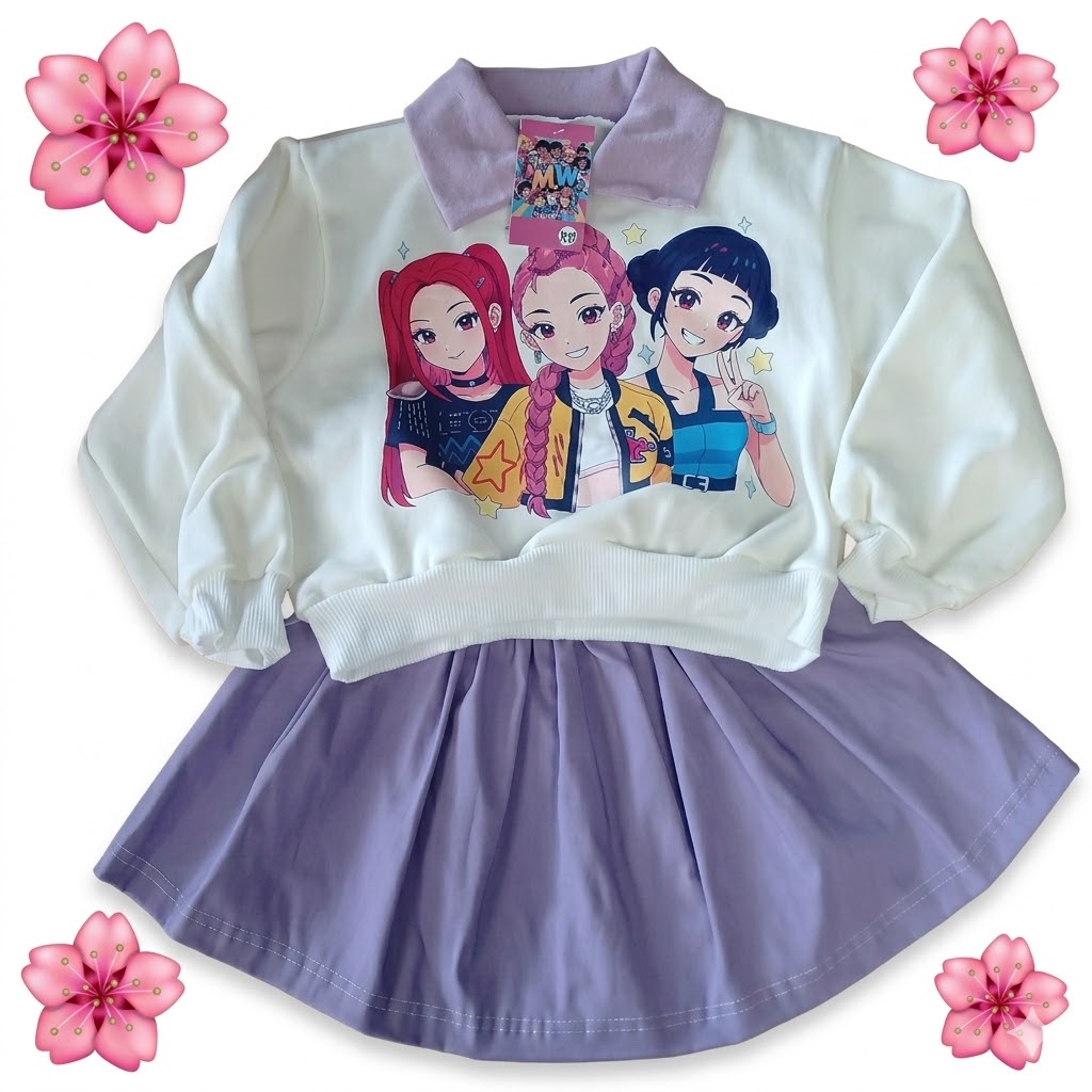 Conjunto de Falda Y Buso con Cuello - Minnie Mouse y Guerreras K-pop - Image 4