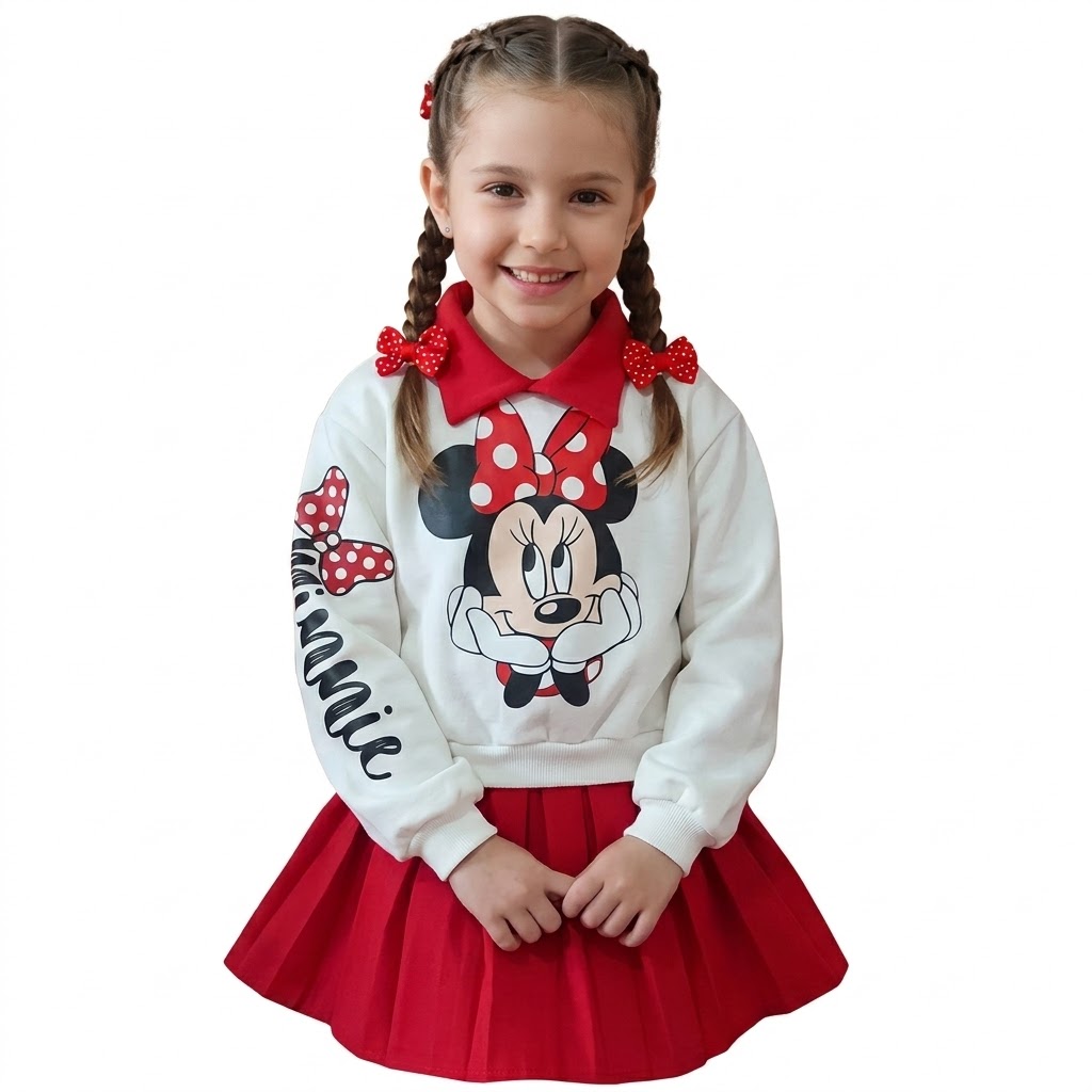 Conjunto de Falda Y Buso con Cuello - Minnie Mouse y Guerreras K-pop