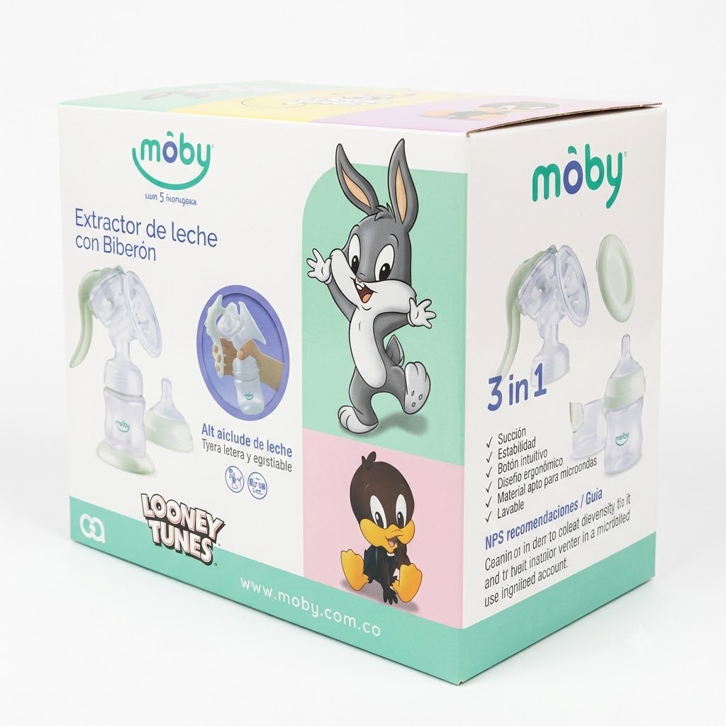 Extractor de Leche Manual con Biberón – Edición Especial Looney Tunes- Moby Corchito