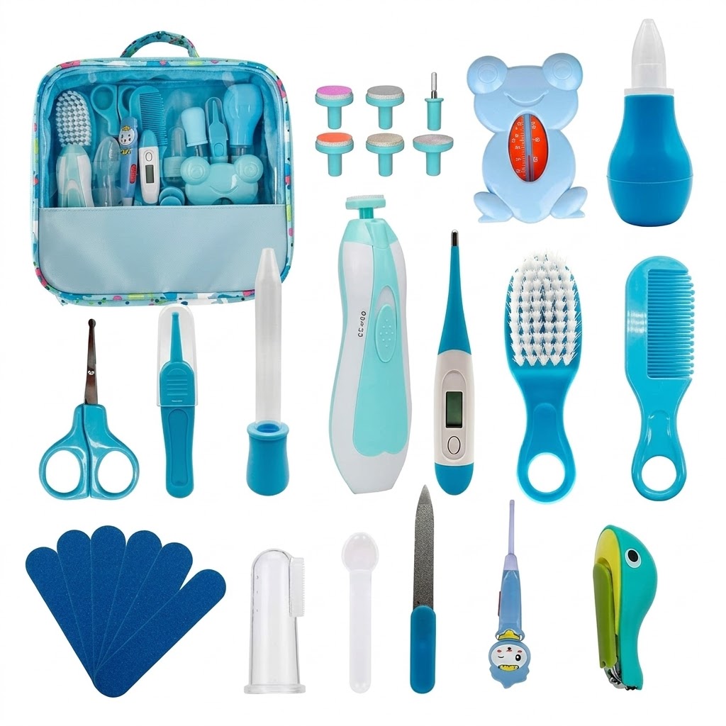 Kit Completo de Cuidado y Aseo para Bebé - Set de Higiene Multifuncional- Estuche