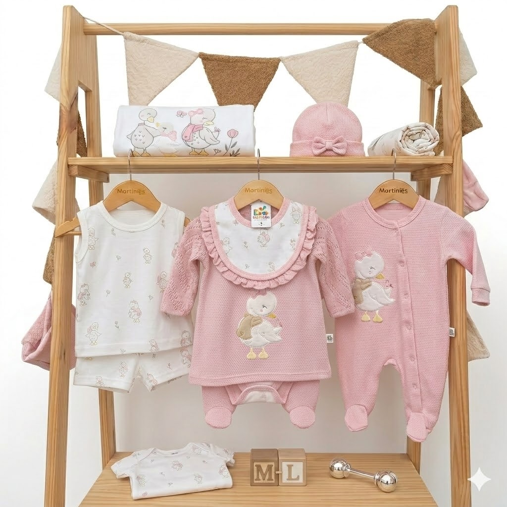 Set de Primera Muda para Bebé - Colección Patito Elegante (8 piezas)