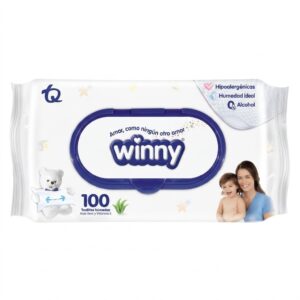 Toallitas Húmedas Winny con Aloe Vera y Vitamina E - 100 Unidades