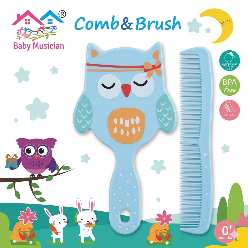 Kit de Peine y Cepillo para Bebé - Diseño de Buho