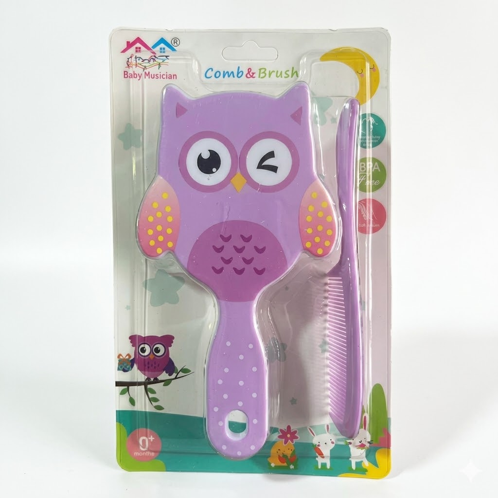 Kit de Peine y Cepillo para Bebé - Diseño de Buho - Image 3