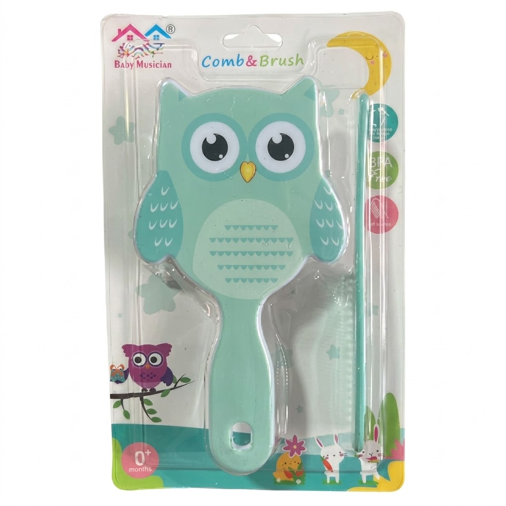 Kit de Peine y Cepillo para Bebé - Diseño de Buho - Image 2