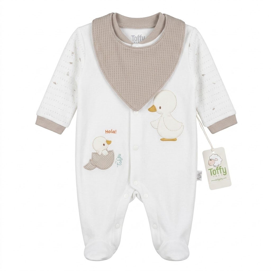 Pijama de Bebé con Babero – Diseño Tierno "Hola" - Image 2