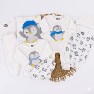 Primera Muda para Bebé con Estampado de Pingüinos