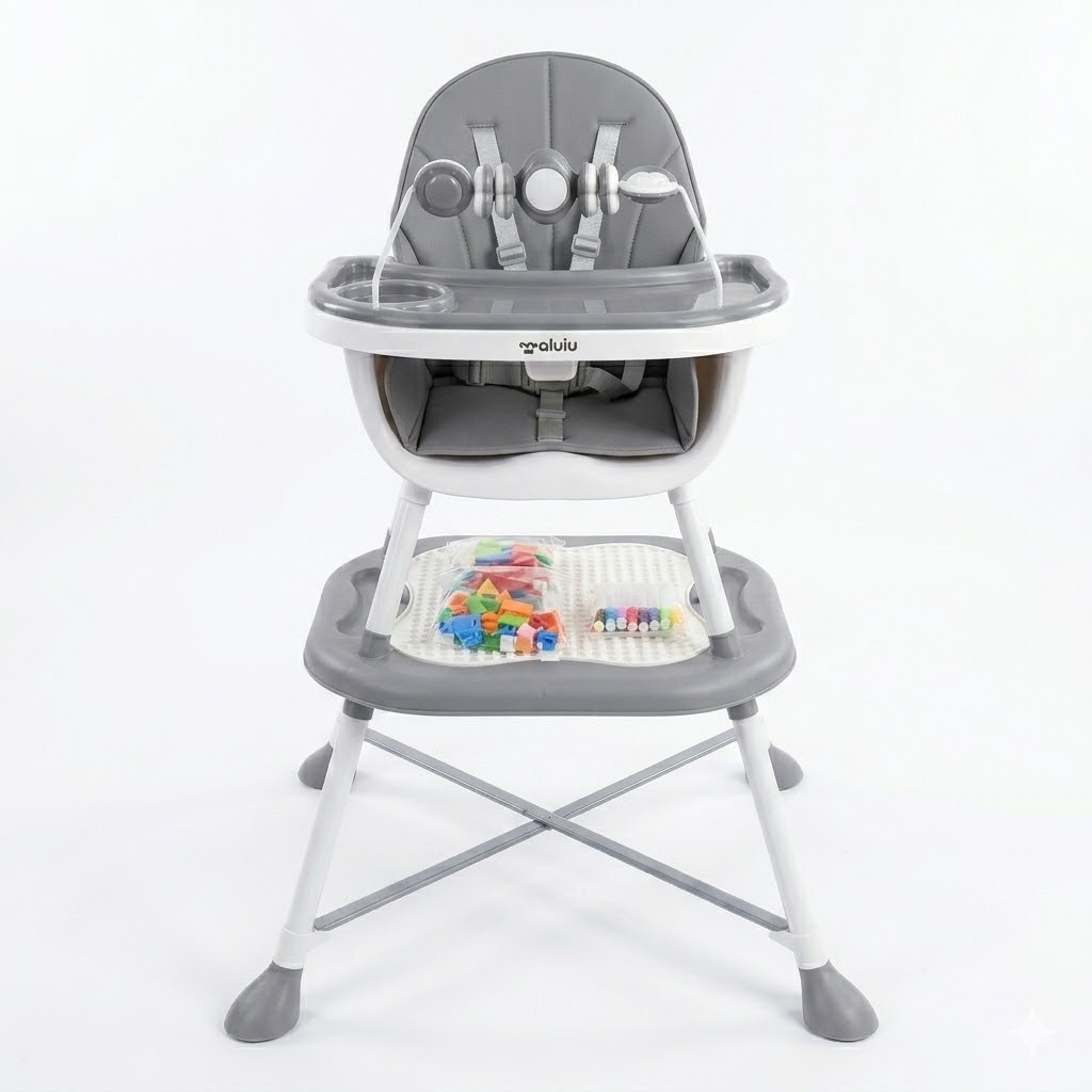 Silla de Comer para Bebé 2 en 1 con Mesa de Bloques Didácticos - Image 2