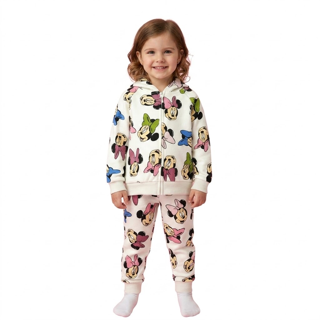 Conjunto de Buzo con Capucha y Pantalón para Niña - Diseño Completo Minnie Mouse- Zara