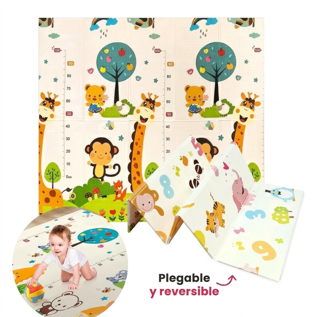 Tapete de Juego Plegable y Reversible para Bebés