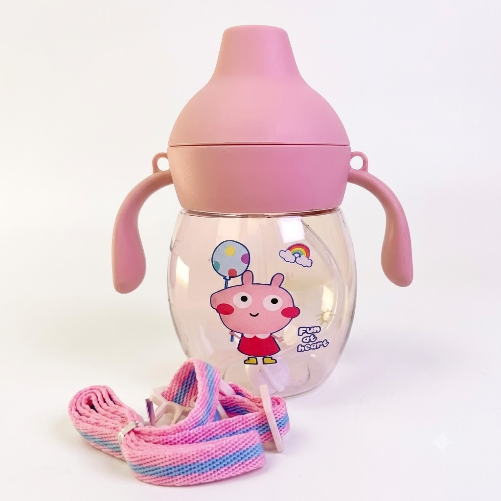 Tetero Infantil Boquilla con Asas y Correa - Diseño Peppa Pig